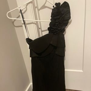 Juniors one shoulder black mini dress
